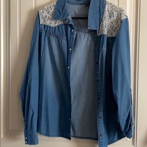 Denim with lace top